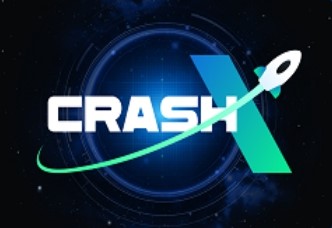 Ekstrem volatillik va kutilmagan voqealar bilan tavsiflanadigan 'CrashX' o'yinining dramatik va qiziqarli taqdimotini ifodalovchi tasvir.