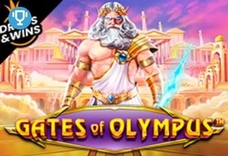 Olimp tangrilari dunyosining ulug'vor va afsonaviy 'Gates of Olympus' o'yinini taqdim etuvchi tasvir.